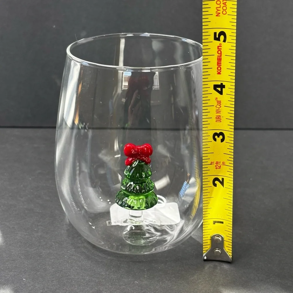 Anthropologie Jolly Icon Stemless Wine Glass | Christmas | Christmas Tree | NEW